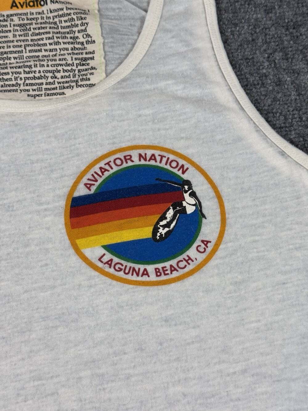 Aviator Nation Laguna Beach CA Graphic Print Tank Top Scoop Neck White XXL - Picture 6 of 10